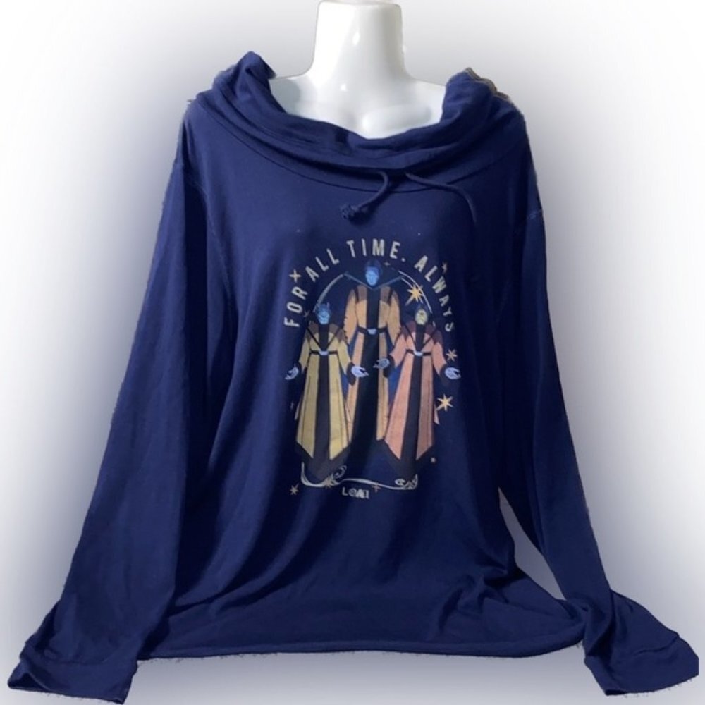 MARVEL Loki Time-Keepers For All Time Always Long Sleeve Navy Pullover Size 4XL